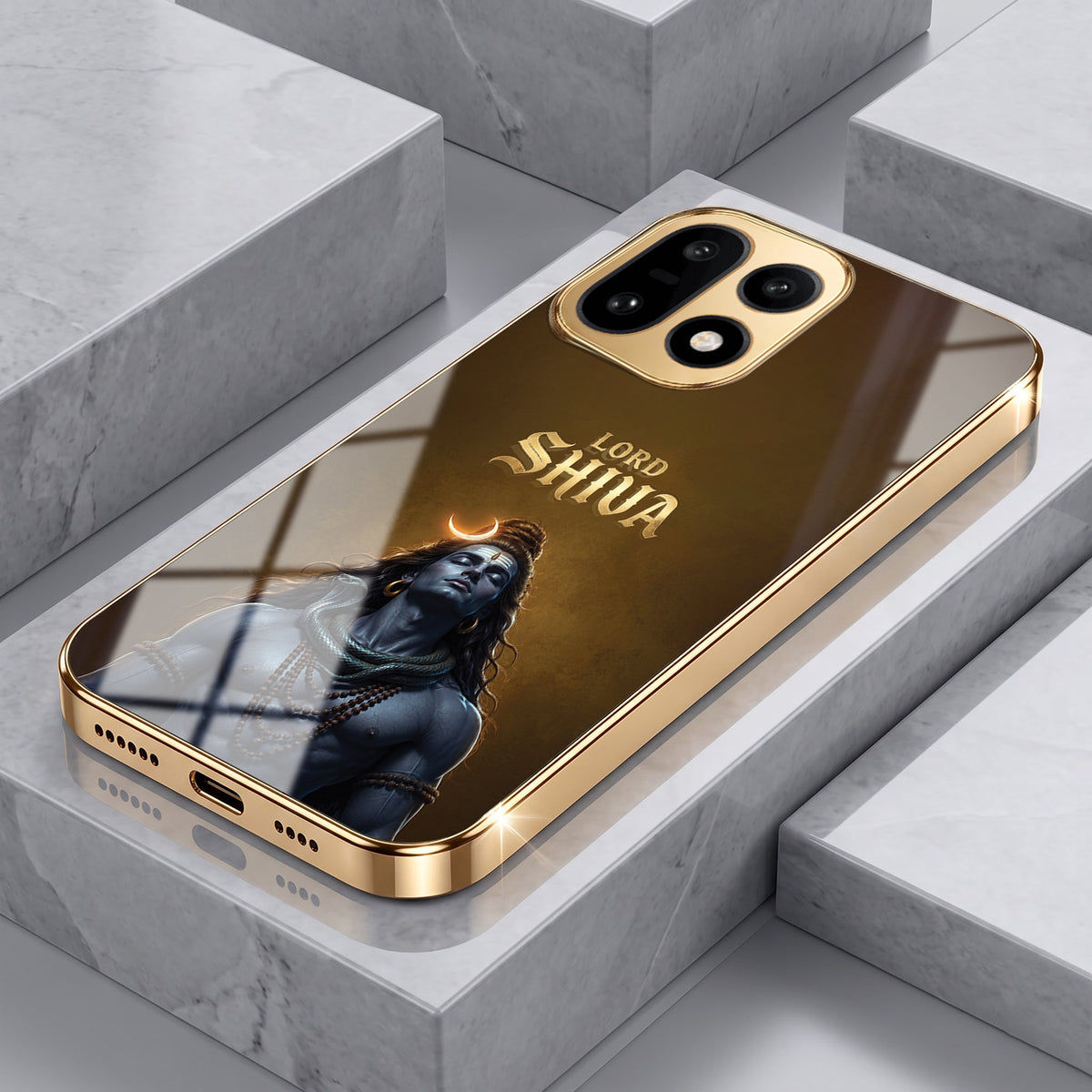 OnePlus 15 5G Lord Shiva Gold Electroplated Glass Phone Back Case