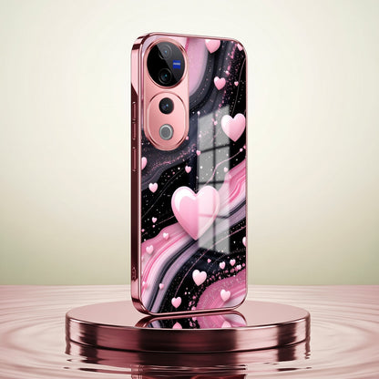 Vivo V40 Pro 5G Love Sparkle Pink Electroplated Glass Phone Back Case