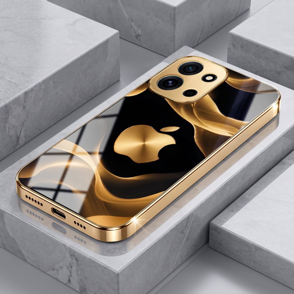 OnePlus Nord 6 5G Luxury Wave Gold Electroplated Glass Phone Back Case
