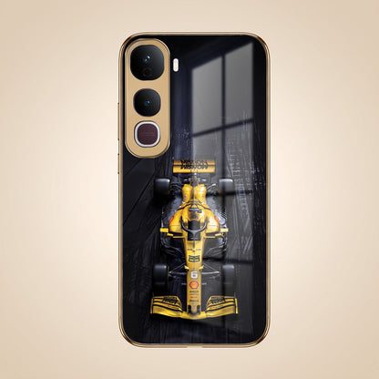 Vivo Y400 Pro 5G F1 Racing Car Gold Electroplated Glass Phone Back Case
