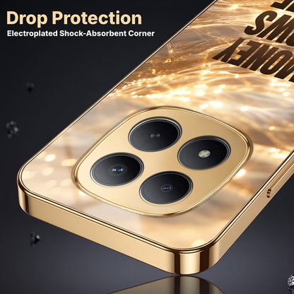 Redmi Note 15 Pro+ 5G Money Flows To Me Gold Electroplated Glass Phone Back Case