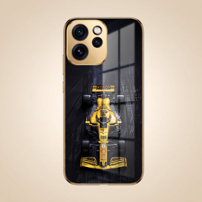 Oppo Reno 15 Pro Mini 5G F1 Racing Car Gold Electroplated Glass Phone Back Case