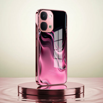 Vivo T5x 5G Liquid Wave Pink Electroplated Glass Phone Back Case