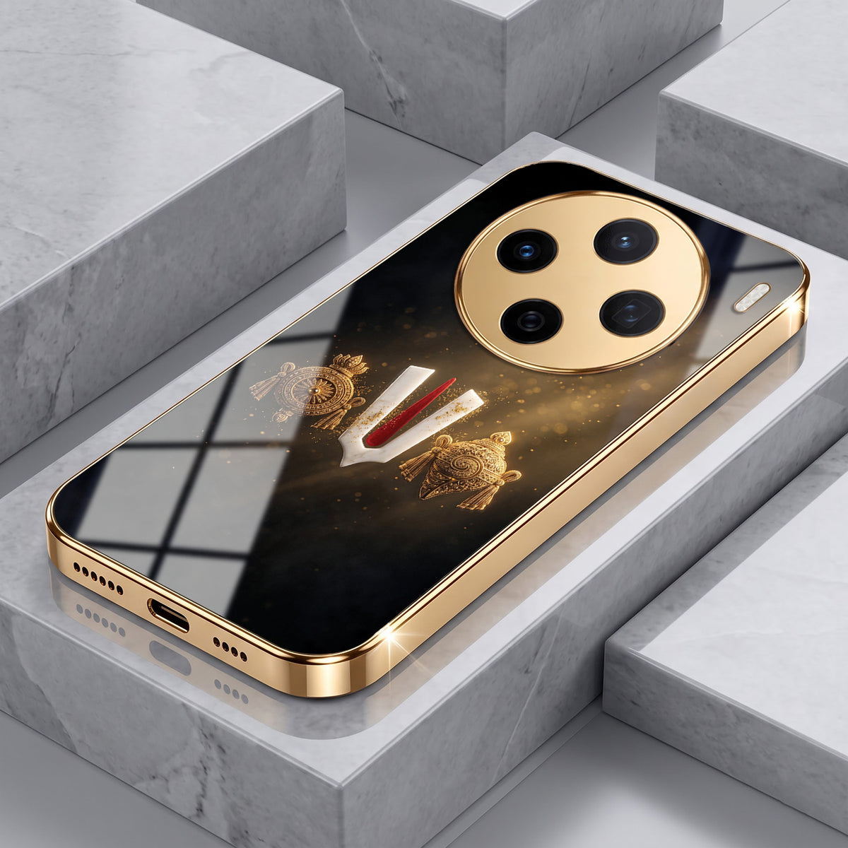 Vivo X200 5G Royal Heritage Edition Gold Electroplated Glass Phone Back Case