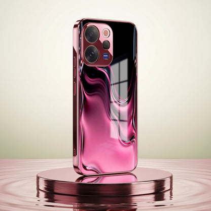 Vivo V70 5G Liquid Wave Pink Electroplated Glass Phone Back Case