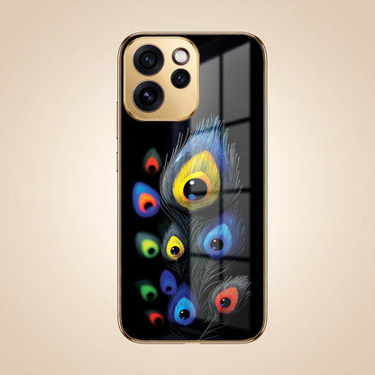Oppo Reno 15 Pro Mini 5G Premium Peacock Feather Gold Electroplated Glass Phone Back Case
