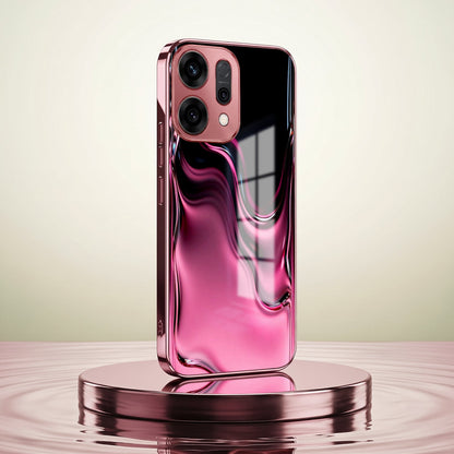Oppo Reno 14 5G Liquid Wave Pink Electroplated Glass Phone Back Case