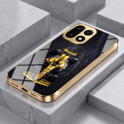 OnePlus 15 5G F1 Racing Car Gold Electroplated Glass Phone Back Case