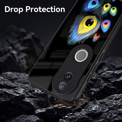 Vivo V50 5G Premium Peacock Feather Acrylic Glass Back Case
