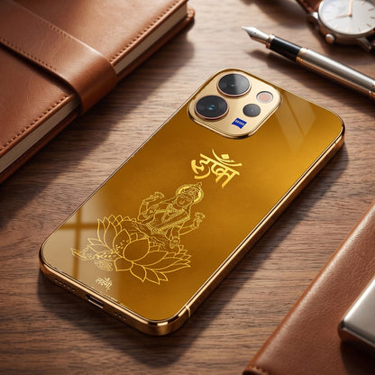 Vivo V70 5G Shree Lakshmi Divine Gold Electroplated Glass Phone Back Case