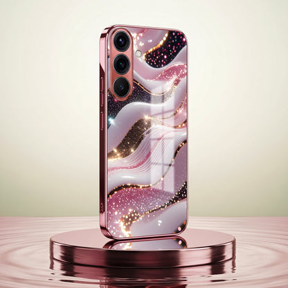 Samsung Galaxy A56 5G Midnight Pearl Wave Pink Electroplated Glass Phone Back Case
