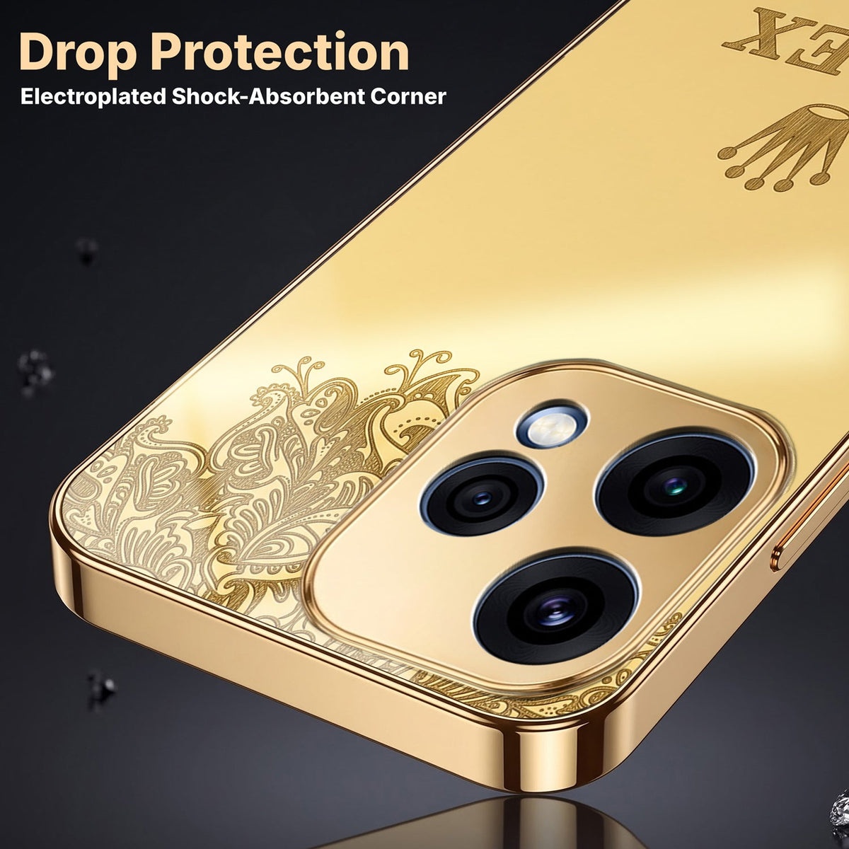 Oppo Reno 15 5G Rolex Crown Gold Electroplated Glass Phone Back Case