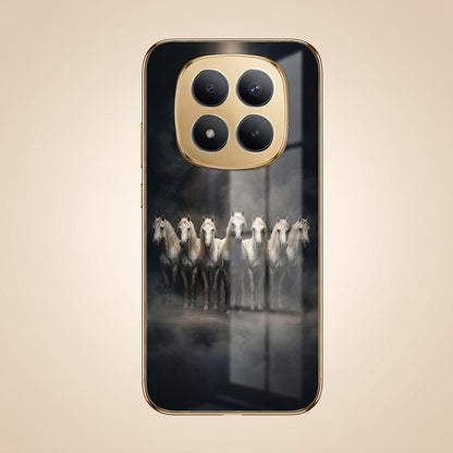 Redmi Note 15 Pro+ 5G Running Horses Gold Electroplated Glass Phone Back Case