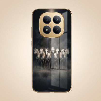 Redmi Note 15 Pro+ 5G Running Horses Gold Electroplated Glass Phone Back Case