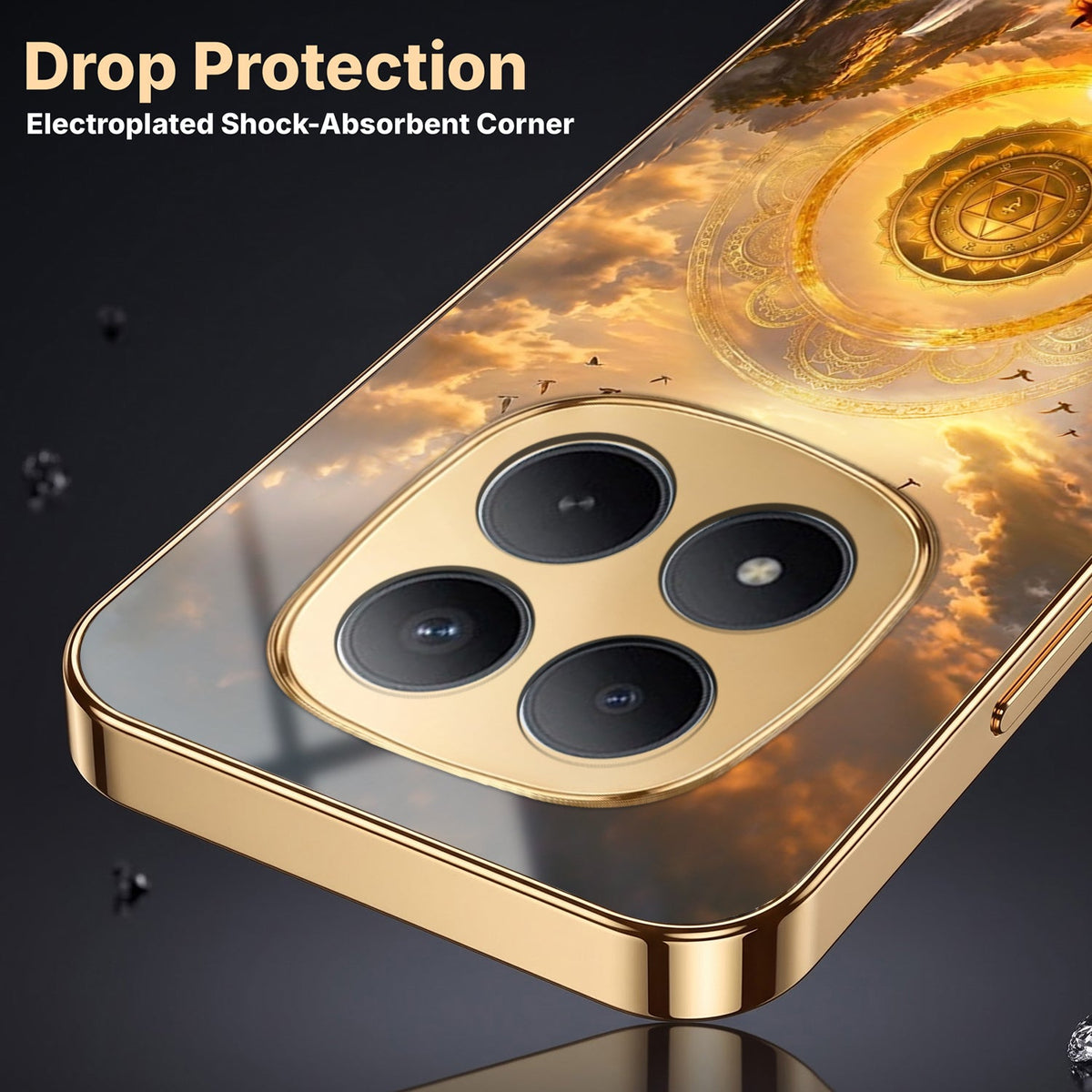 Redmi Note 15 Pro+ 5G Celestial Seven Horses Gold Electroplated Glass Phone Back Case