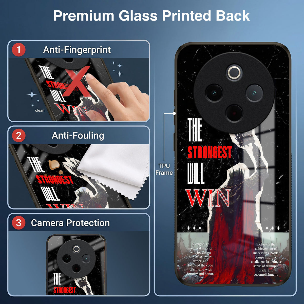 Vivo T4 5G The Strongest Will Win Acrylic Glass Back Case