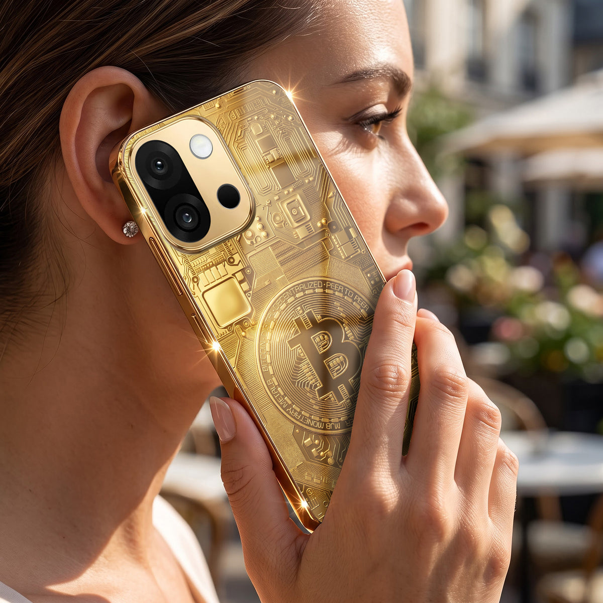 OnePlus 13s 5G Bitcoin Gold Electroplated Glass Phone Back Case