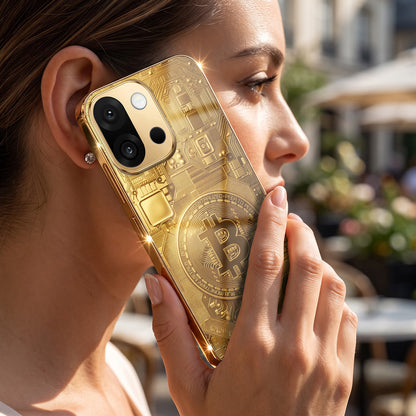 OnePlus 13s 5G Bitcoin Gold Electroplated Glass Phone Back Case