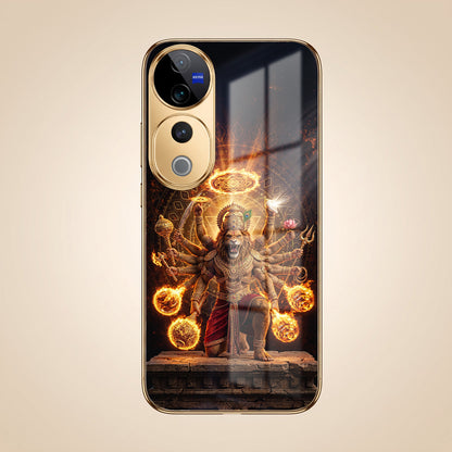 Vivo V40 Pro 5G Lord Narasimha Gold Electroplated Glass Phone Back Case