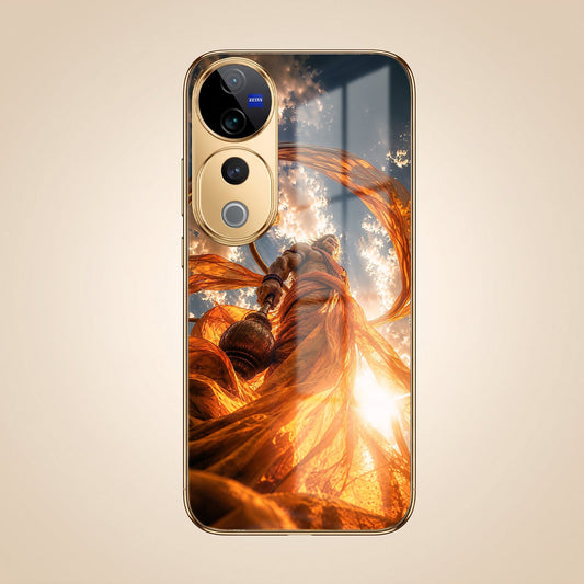 Vivo V40 Pro 5G Divine Hanuman Gold Electroplated Glass Phone Back Case