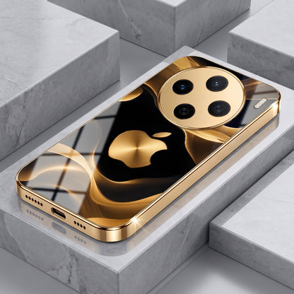 Vivo X200 5G Luxury Wave Gold Electroplated Glass Phone Back Case
