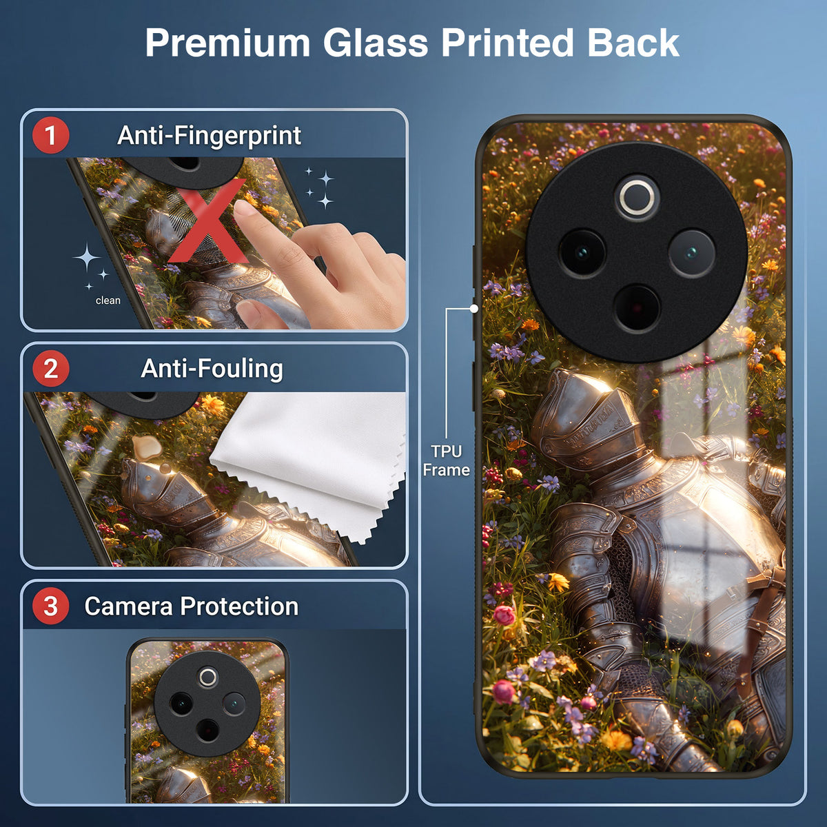 Vivo T4 5G Armored Knight Acrylic Glass Back Case