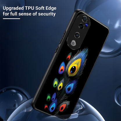 Vivo V40 Pro 5G Premium Peacock Feather Acrylic Glass Back Case