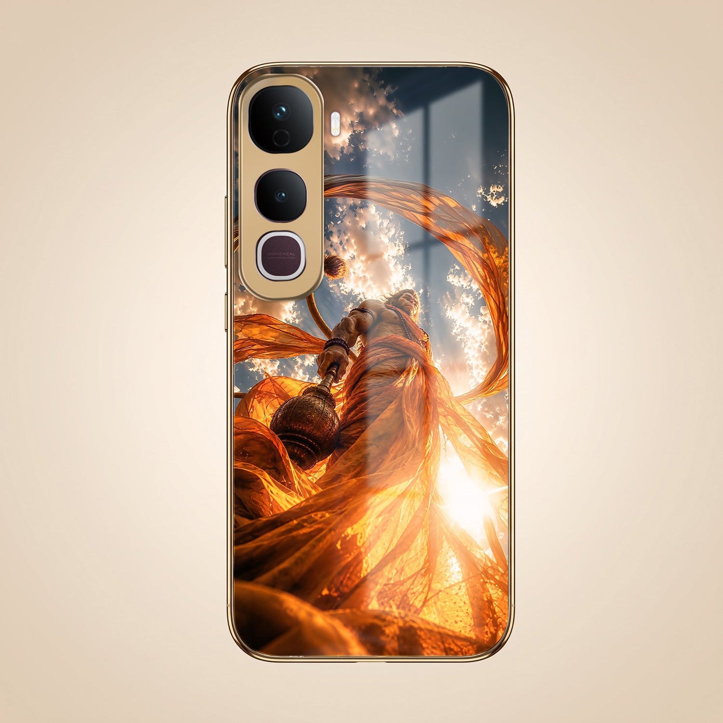 Vivo Y400 Pro 5G Divine Hanuman Gold Electroplated Glass Phone Back Case