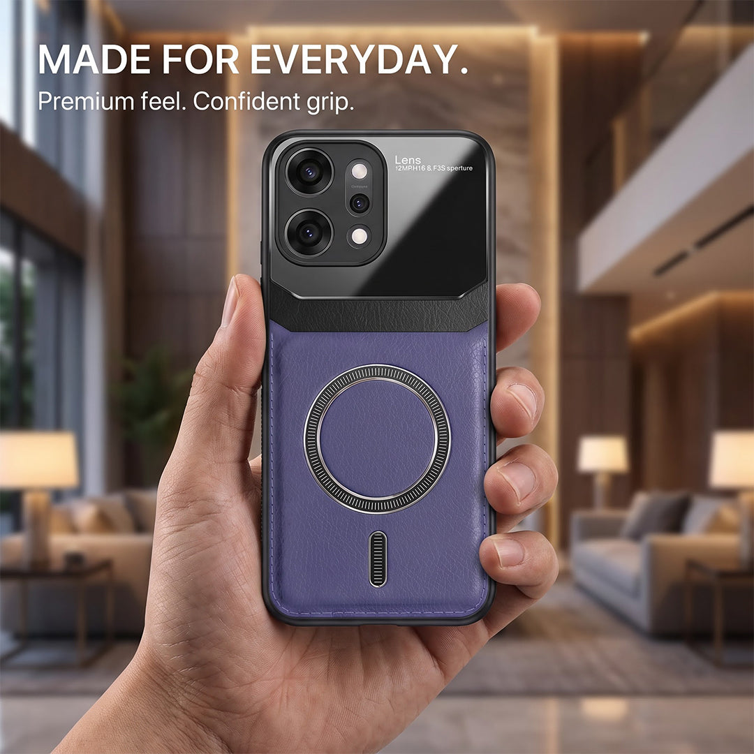 Oppo Reno 14 Pro 5G Premium Magsafe Magnetic Leather Lens Protective Case