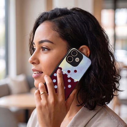 Oppo A5 Pro 5G Aesthetic Maroon & Light Blue Polka Dot Acrylic Back Cover