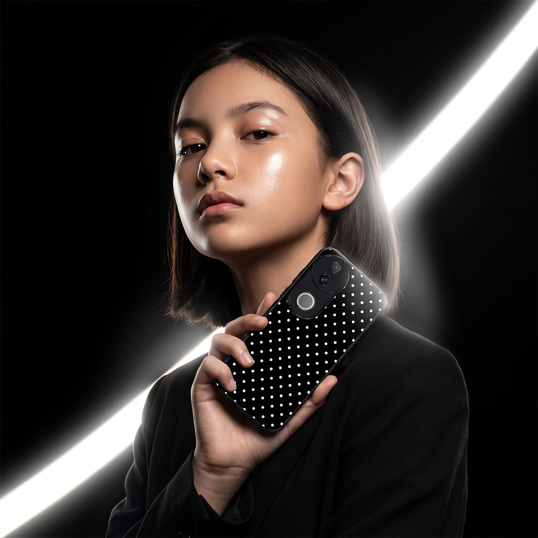 Vivo V50 5G Aesthetic Black & White Polka Dot Acrylic Back Cover