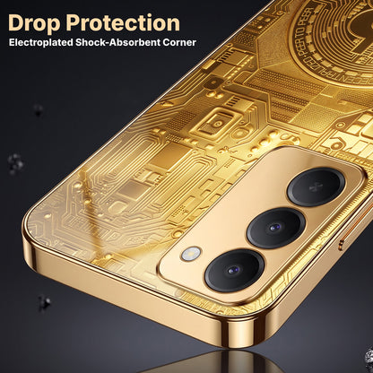 Redmi 15 5G Bitcoin Gold Electroplated Glass Phone Back Case
