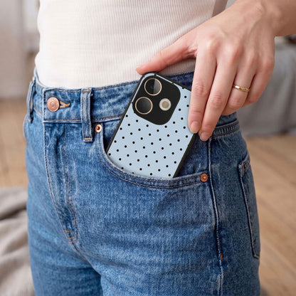 Oppo A5 Pro 5G Aesthetic Light Blue & Black Polka Dot Acrylic Back Cover
