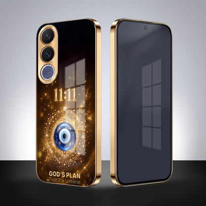 Vivo V70 Fe God’s Plan Evil Eye Gold Electroplated Glass Phone Back Case
