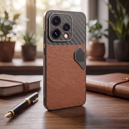 Oppo Reno 15 5G Carbon Fiber Heat Dissipation Leather Hybrid Phone Case