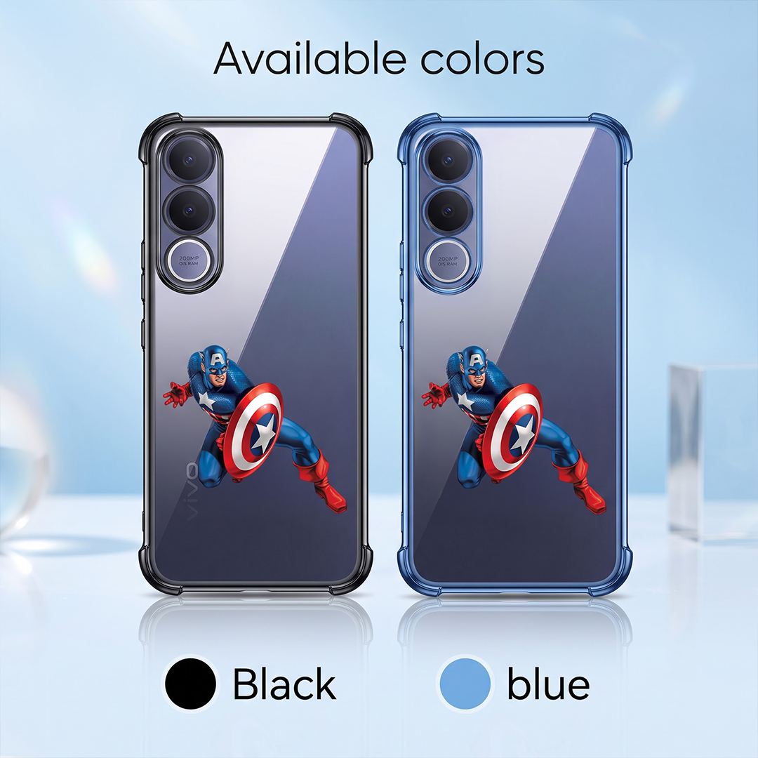 Vivo V70 FE 5G Premium 3D Spot UV Captain America Sticker Shockproof Airbags Case