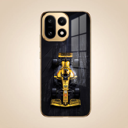 OnePlus 15 5G F1 Racing Car Gold Electroplated Glass Phone Back Case