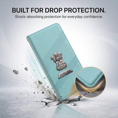 Vivo V40 Pro 5G Metal Satyamev Jayate 2-in-1 Emblem Magnetic Flip Wallet Case
