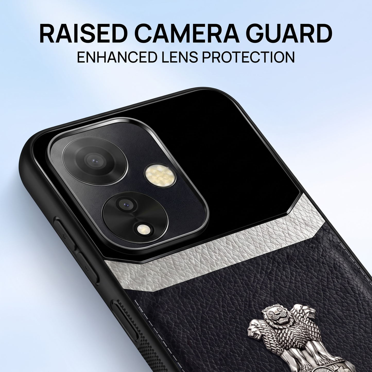 Oppo A59 5G Satyamev Jayate 2-in-1 Emblem Leather Lens Protective Back Case