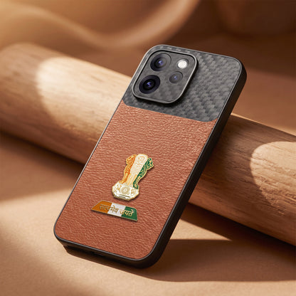 Oppo Reno 15 Pro Mini 5G Tri-Color Satyamev Jayate Carbon Fiber Leather Hybrid Phone Case