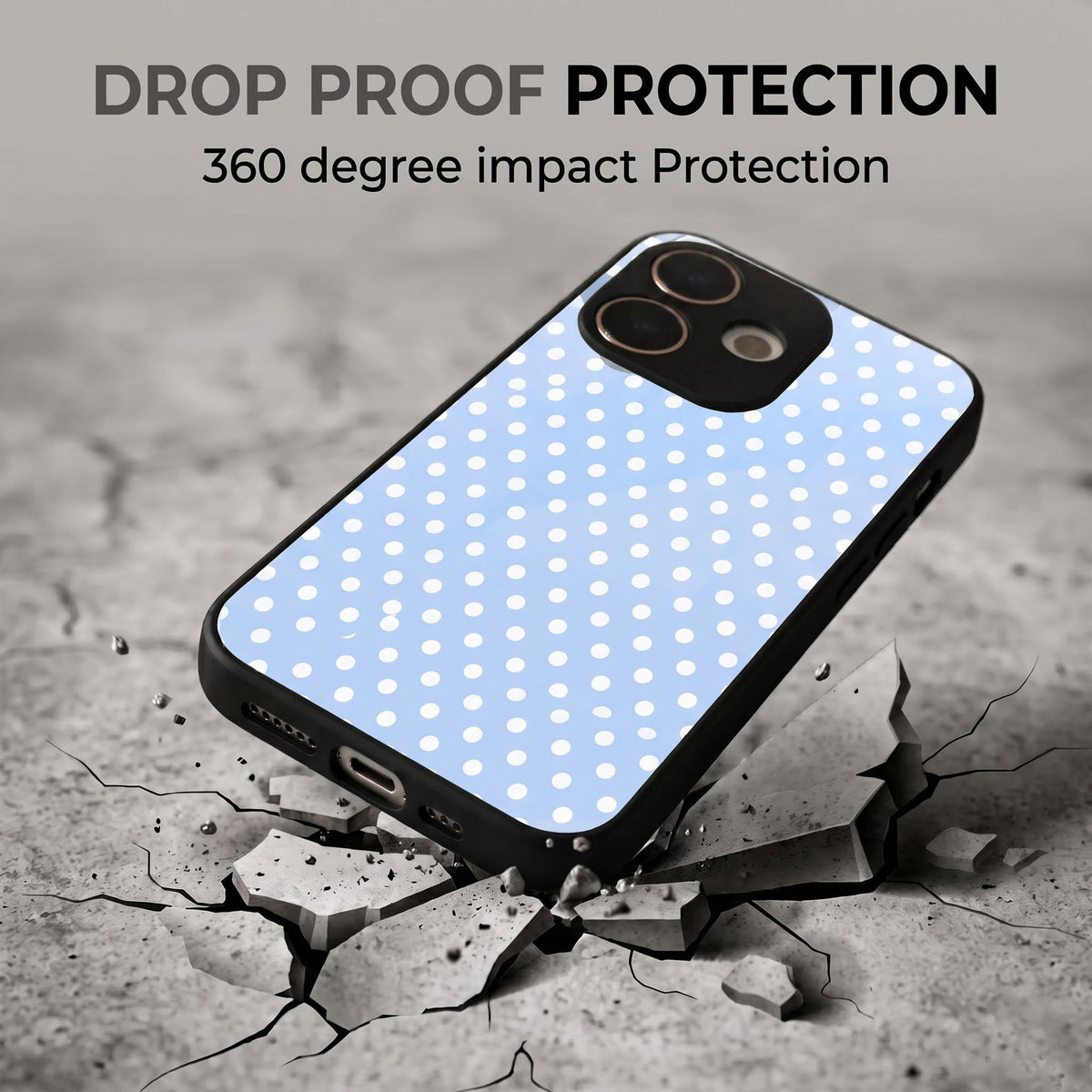 Oppo A5 Pro 5G Aesthetic Sky Blue & White Polka Dot Acrylic Back Cover