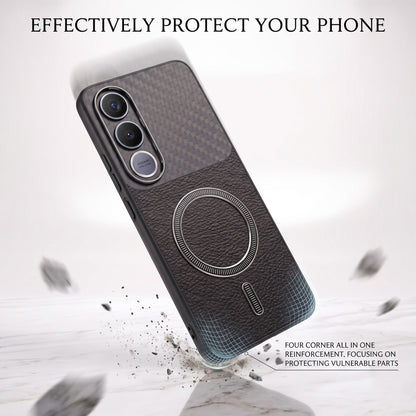 Vivo V70 FE 5G Carbon Fiber Leather Hybrid MagSafe Magnetic Case