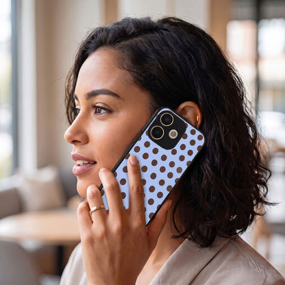Oppo A5 Pro 5G Aesthetic Light Blue and Brown Polka Dot Acrylic Back Cover