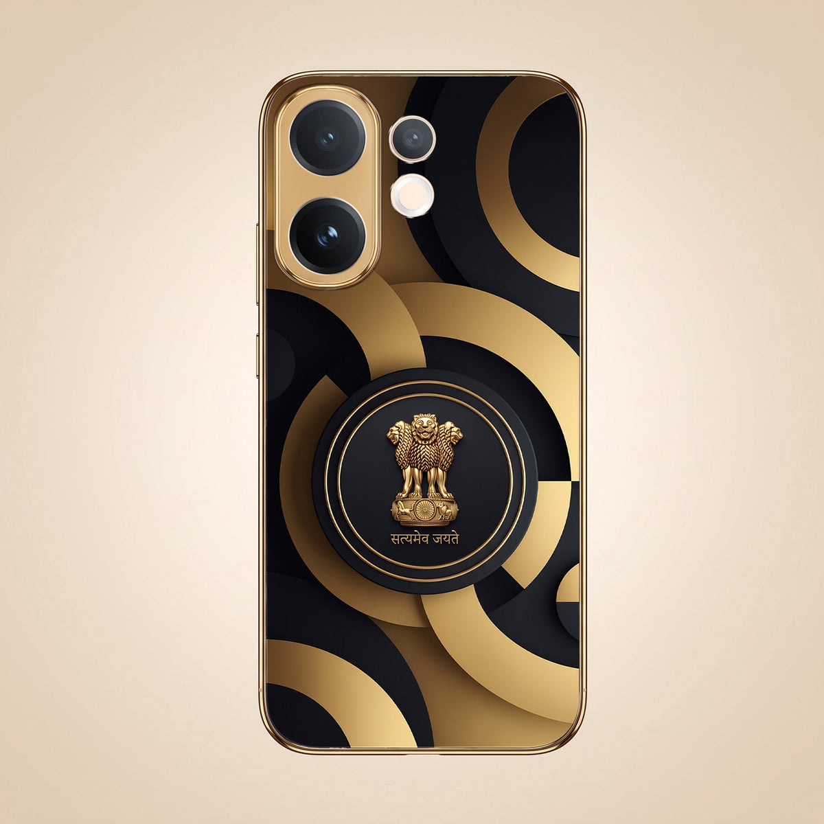 Vivo V60 5G Royal Emblem Gold Electroplated Glass Phone Back Case