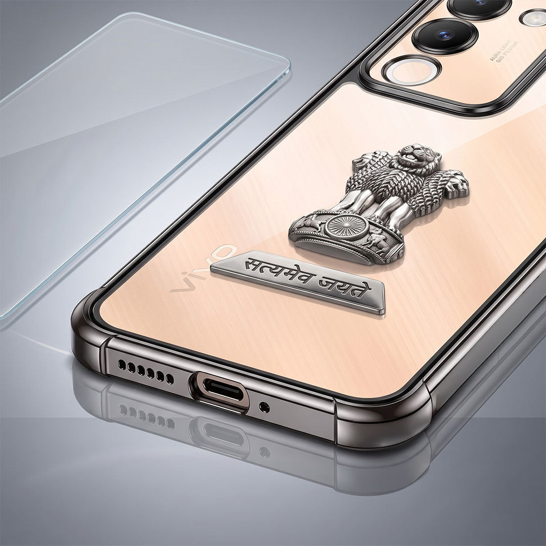 Vivo Y200 5G Satyamev Jayate 2-in-1 Emblem Transparent Shockproof Airbag Case