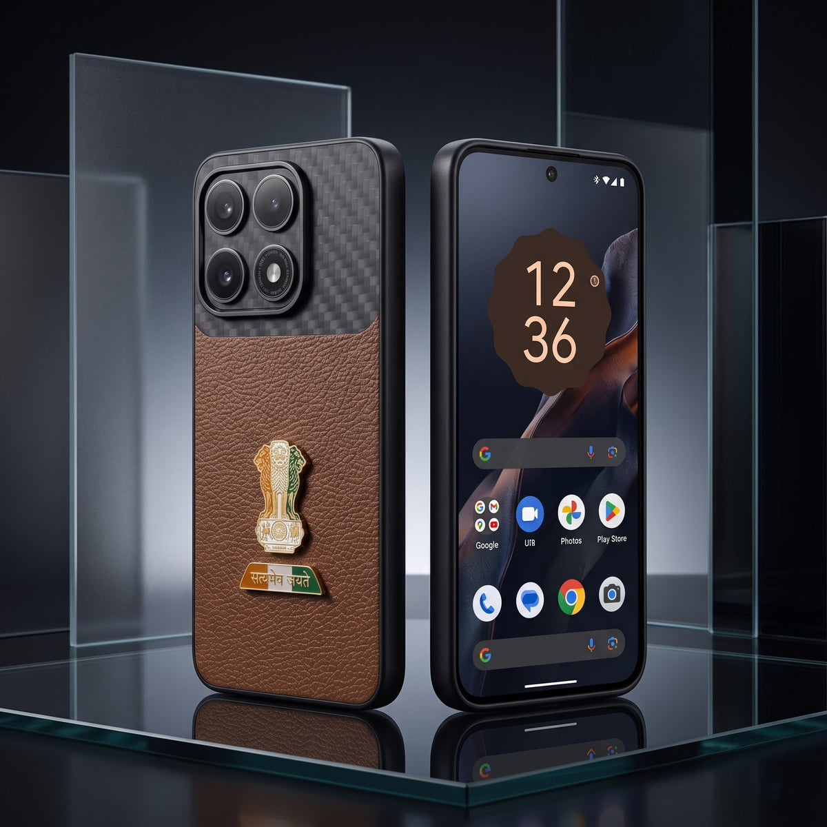 Motorola Edge 70 Pro 5G Tri-Color Satyamev Jayate Carbon Fiber Leather Hybrid Phone Case