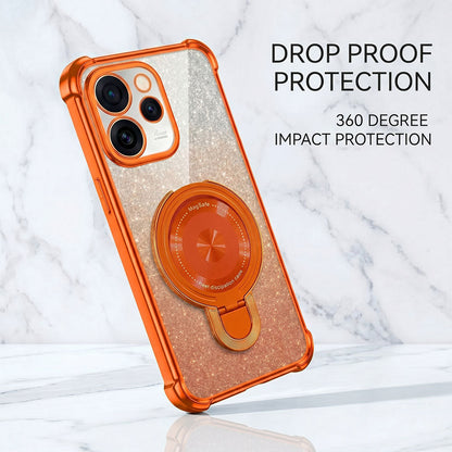 Oppo Reno 15 Pro Mini 5G Invincible Bracket Ring Stand Shimmer Airbag Cosmic Orange Case
