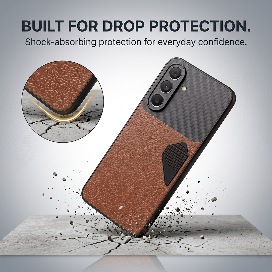 Samsung Galaxy A27 5G Carbon Fiber Heat Dissipation Leather Hybrid Phone Case