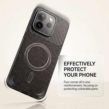Oppo Reno 15 Pro Mini 5G Carbon Fiber Leather Hybrid MagSafe Magnetic Case