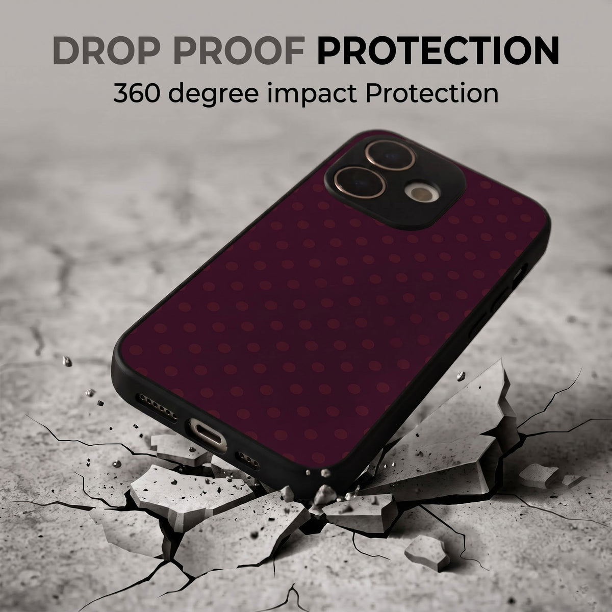 Oppo A5 Pro 5G Aesthetic Dark Maroon Polka Dot Acrylic Back Cover